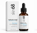 My Store skin68 Salicylic Acid 02% face serum in a brown glass dropper bottle next to its white product box.